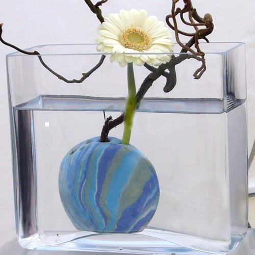 Flache Vase in Glasvase