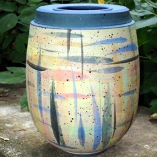 Vase, blau bemalt